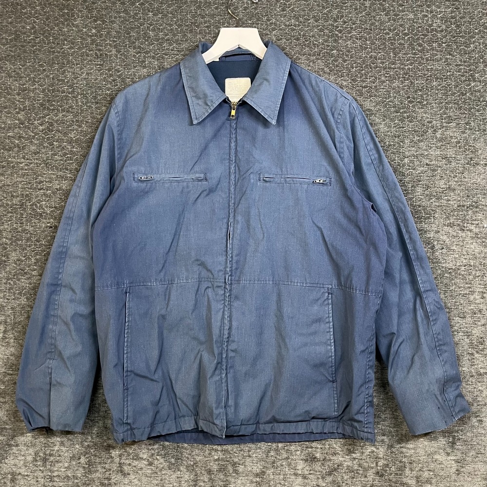 Vintage 90s US Navy Utility Jacket Men's Blue Pockets Full Zip Workwear - Large